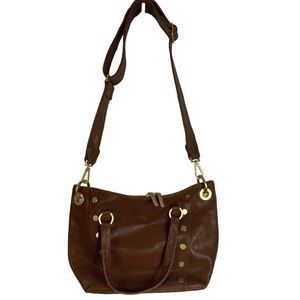 Hammitt Daniel Brown Pebble Leather Medium Satchel Handbag